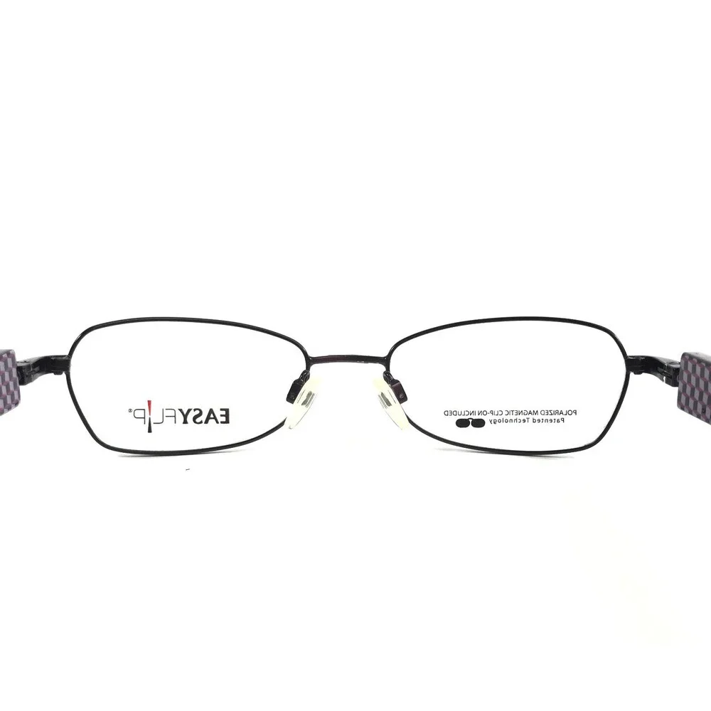 Easyflip Eyeglasses Frames MOD O1075 80 Black Purple with Clip Ons 49-17-135